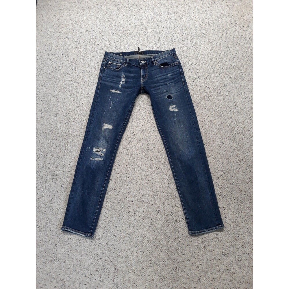 26 Ernest Sewn New York Astor Slouchy Skinny Distressed Patch Dark Wash